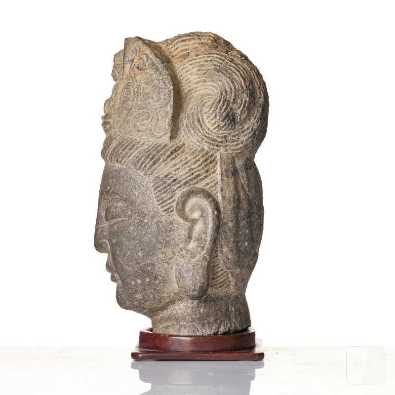 A large well sculptured head of Guanyin, - 图3
